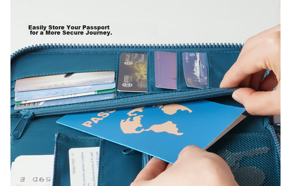 M Square RFID Anti-Theft Passport Holder Travel Document Organizer Large Capacity Protective Case Portable for Abroad 6