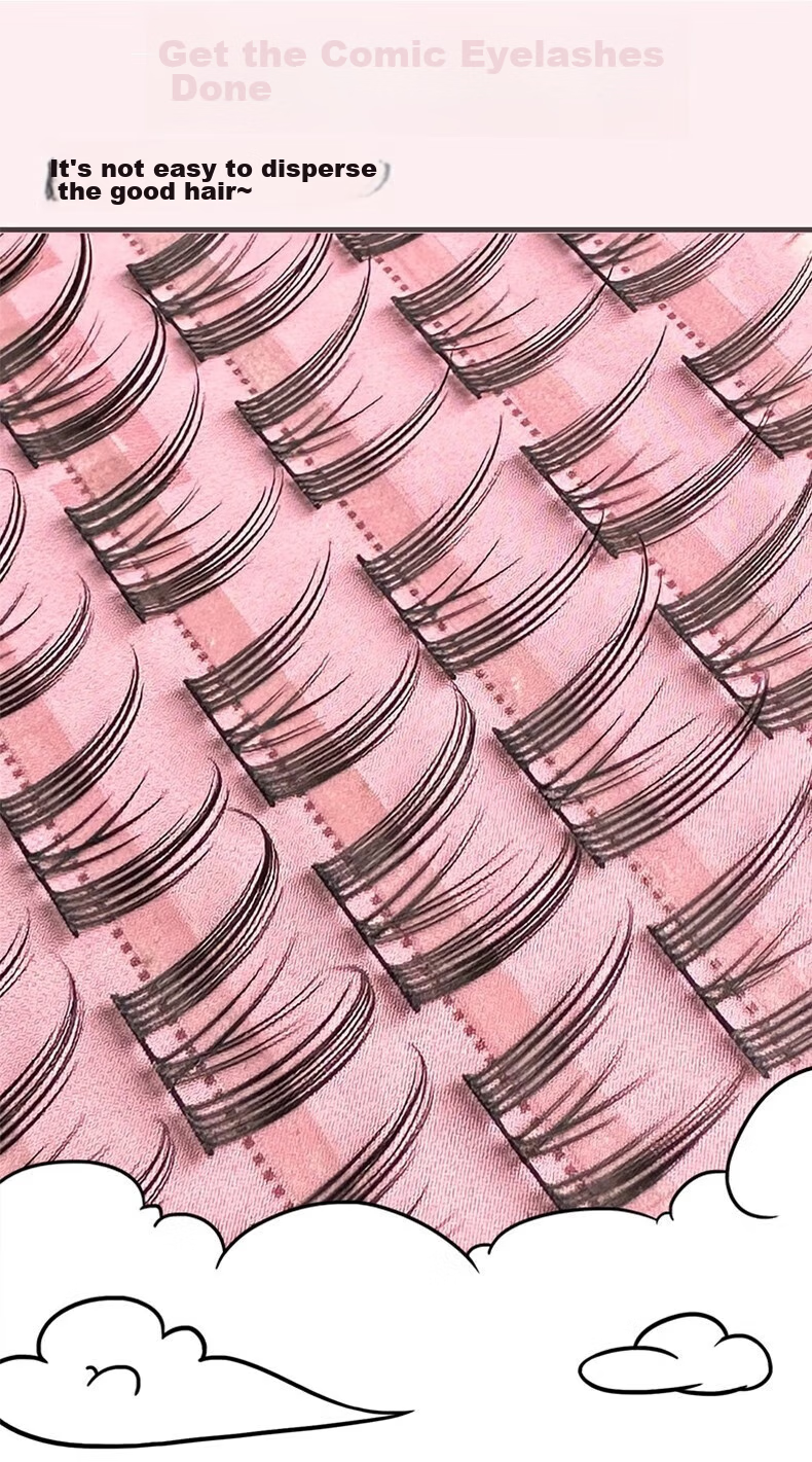 Lishu False Eyelashes, Natural-Looking, 72 Clusters, Cartoon Style, Long Length, No Glue Needed, Tweezers Included 5