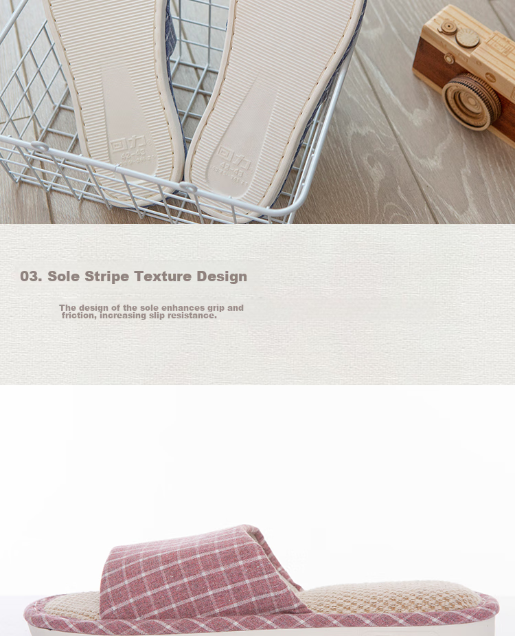 Huili Slippers for Men And Women, Linen Sandals, Couples' Home Casual Lightweight Breathable Sweat-Absorbing Thick-Soled Wear-Resistant Floor Slippers, Classic Mesh Style HL1036, Light Coffee Color, Size 38 to 39 8