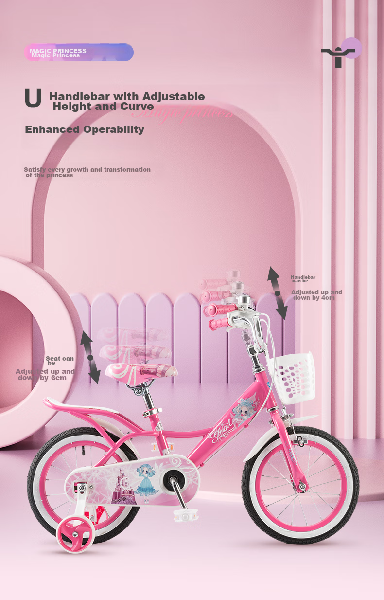 TOPRIGHT Sold by JD, Honeybird Aluminum Alloy Children's Bicycle for Girls Aged 3-8, Baby Pedal Bike, 16-Inch Pink 7