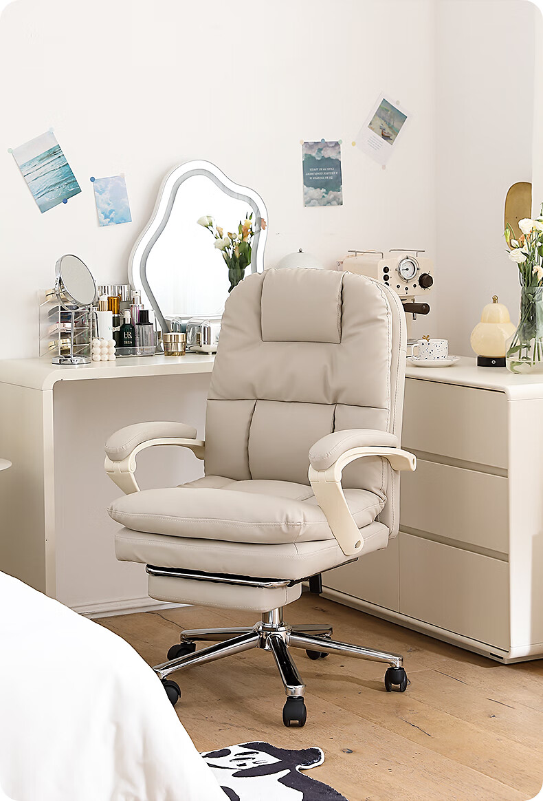 Guquan C733 Milk White Ergonomic Office Chair for Home, Long Sitting, Study, Dormitory And Study Room - Reclining 19