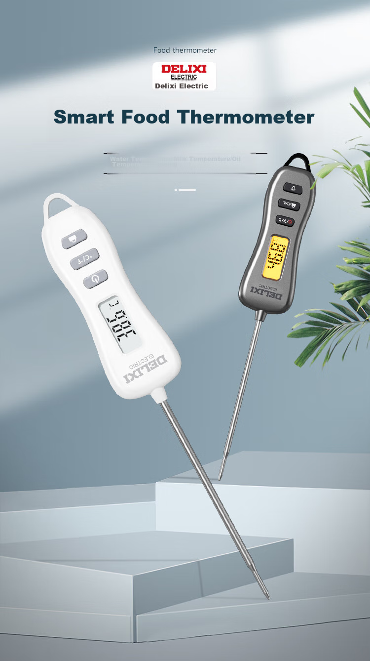 DELIXI ELECTRIC Electronic Probe Thermometer, 304 Stainless Steel ABS Kitchen Cream Temperature Measurement, Oil Temperature Measurement, Backlit Display 1