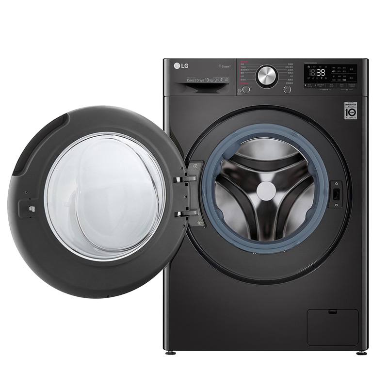 LG13公斤蒸汽滚筒洗衣机FG13BV4超大容量家用全自动AI智能DD直驱变频电机蒸汽除菌LG洗衣机 曜岩黑 官方标配