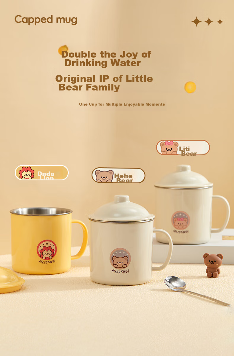 WORTHBUY 316 Stainless Steel Children's Milk Cup, Baby Drinking Cup, Double-Layer Anti-Scalding with Scale And Straw Cup, Rabbit Desig 10