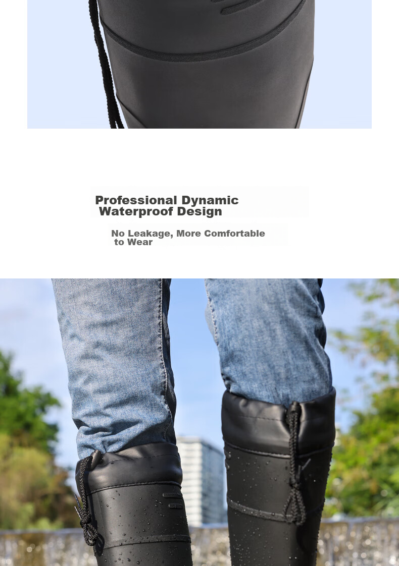Lanoudun Men's Tall Waterproof Rain Boots, Outdoor Non-Slip Rubber Shoes, Wear-Resistant Rain Boot Covers YX1008 Size 40 12