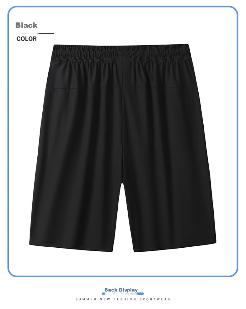 JEEP SPIRIT Men's Shorts, Summer New Style Five-Point Pants, Ice Silk Loose-Fitting Sports Plus Size Menswear, Black, 2XL 15