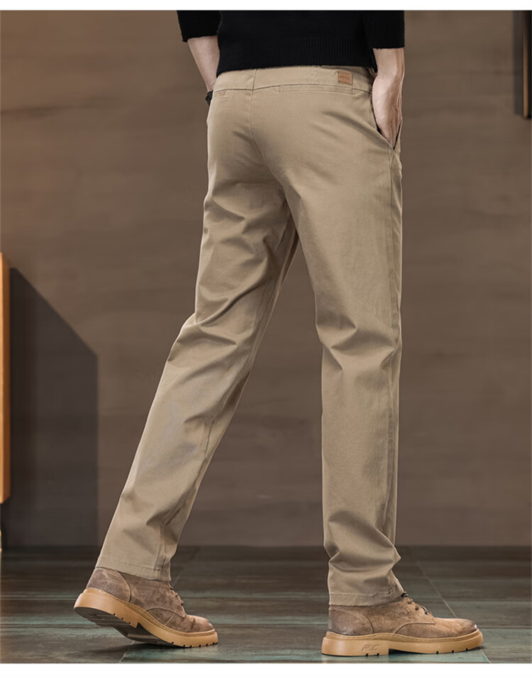 JEEP Casual Pants for Men, Spring And Summer Straight-Leg Trousers, Loose-Fitting Pants, Versatile Business Trousers for Men, Khaki, Size 29 5