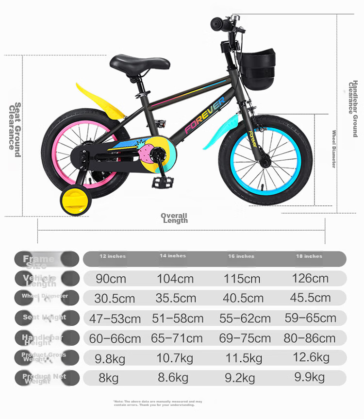 FOREVER Children's Bicycle, Kids' Bike for Boys And Girls, Pedal Bike, Balance Bike, Bicycle, Baby Bike, 16-Inch, Dream Black 14