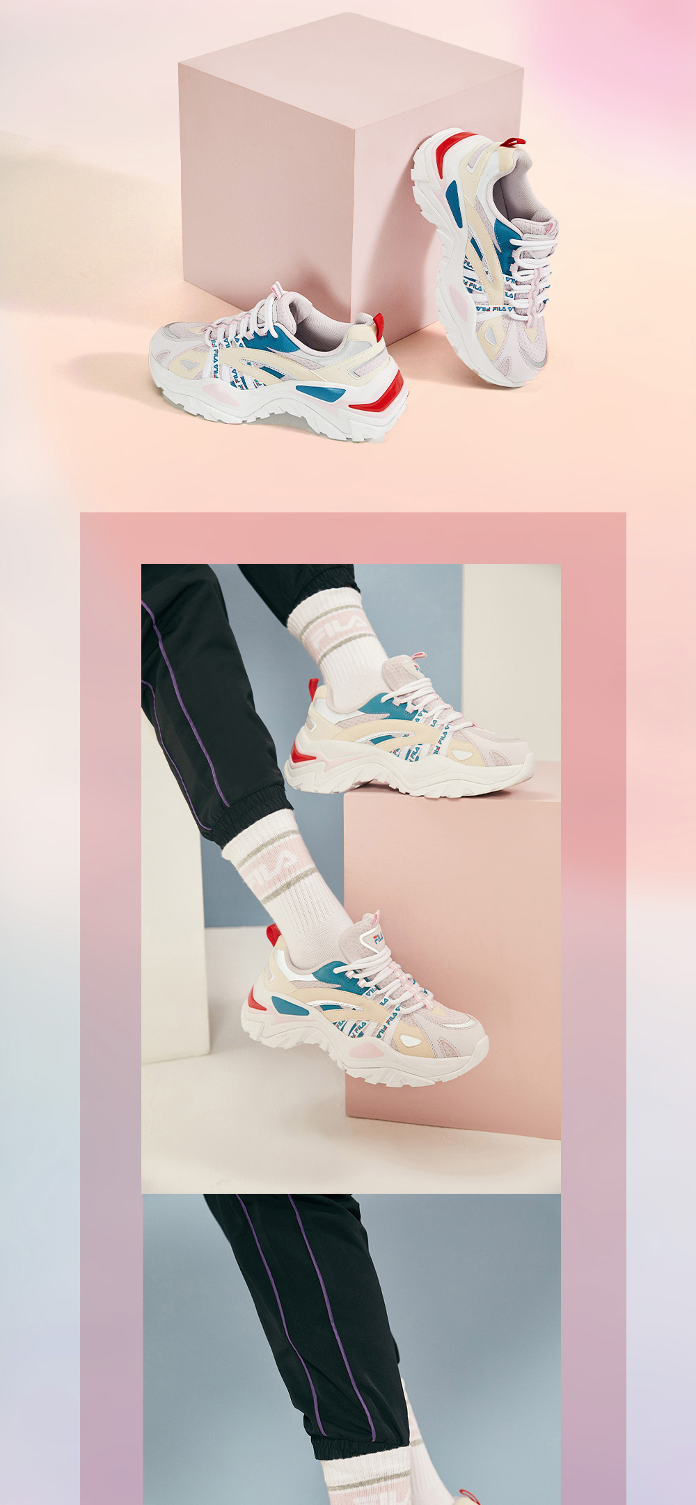 fila女鞋 斐乐官方 sofia鱼刺 复古老爹鞋女增高鞋 新款休闲鞋运动鞋