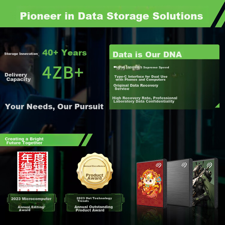 SEAGATE Solid State Portable Hard Drive, 2TB PSSD, USB3.2, SEAGATE Ruiyi, Mini Compact, High-Speed Transfer, Portable And Compact, 3-Year Warranty 1