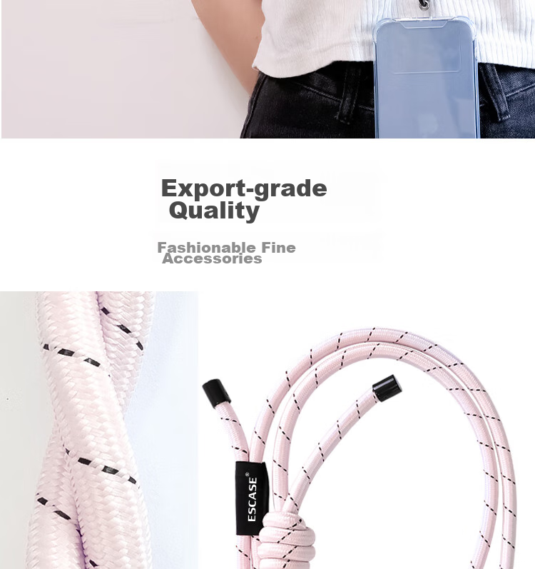 ESCASE Phone Lanyard, Neck Strap, Crossbody, Luminous, Detachable, Adjustable Strap for Outdoor Use, Hiking, Camera Accessory, Anti-Loss, High-End Feel, Light Pink, MPS-L15Pro 7