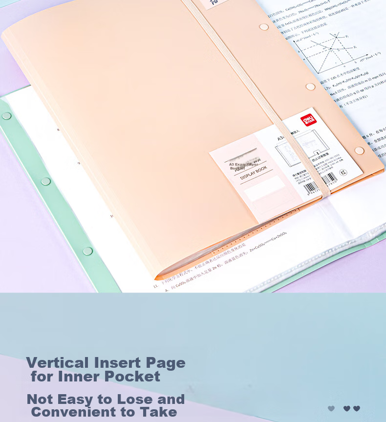 Deli A3/30-Page Document Folder, File Folder, Exam Paper Insert Pocket, Certificate Collection Book, Prenatal Checkup Report Organizer, Sheet Music Folder, Elementary to High School PQ310-T30 Gree 4