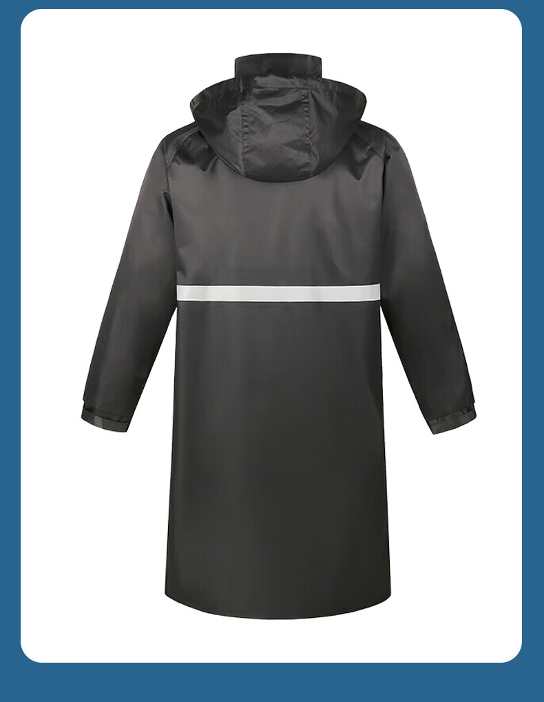 Caiyile Long Raincoat Adult Heavy Rain Flood Outdoor Construction Safety Reflective Work Rain Poncho Long Black 3XL 9