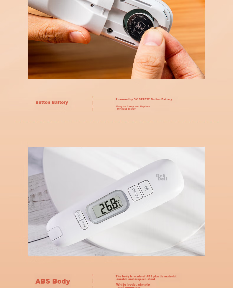 Deli Mechanical Oil And Water Temperature Gauge, Deep-Frying Food Oil Thermometer, Built-In Removable Scalding Clamp, Probe 30cm LE551 18