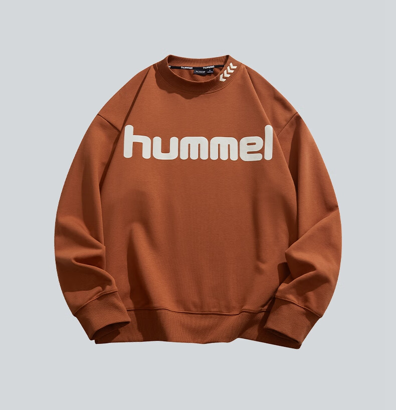 Hummel Spring And Autumn Heavyweight Sweatshirt for Men And Women, Couple Outfit with Embroidery, Loose-Fitting Round Neck Top for Spring, Base Layer, Black, S 21