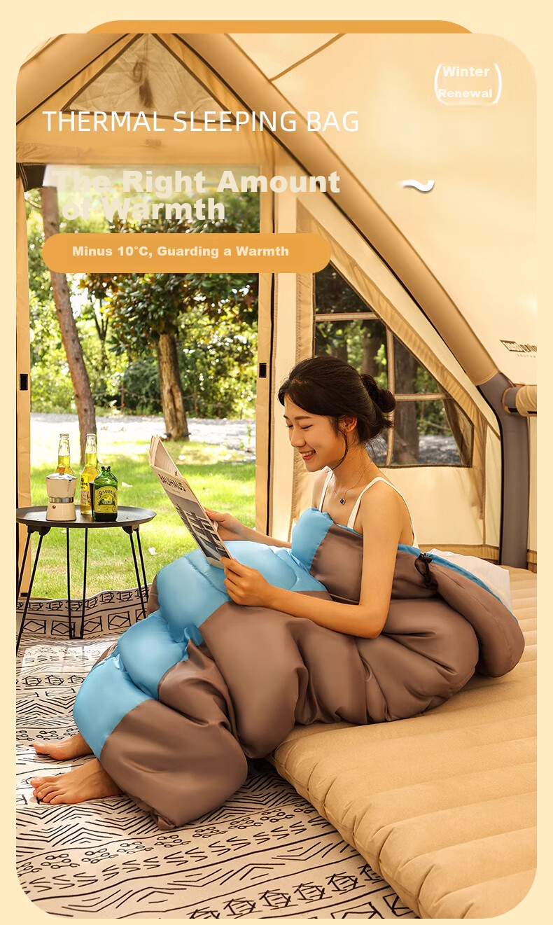 BeiJiLang Sleeping Bag, Adult Outdoor Travel, Winter And All Seasons Warmth, Indoor Camping, Single Person, Dirt-Proof Cotton Sleeping Bag, 1.8KG 1