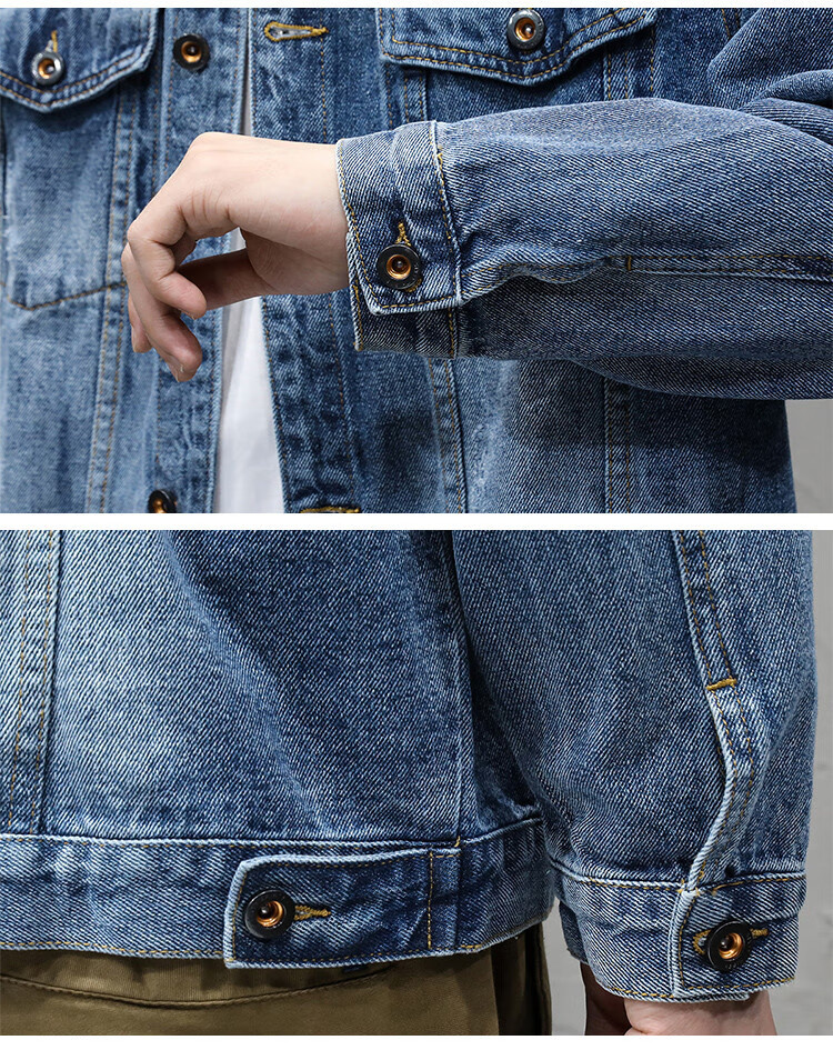 Zengzhi Spring Autumn Men's Denim Jacket Large Size Stretch Workwear Casual Washed Vintage Ripped Jacket Shirt 10