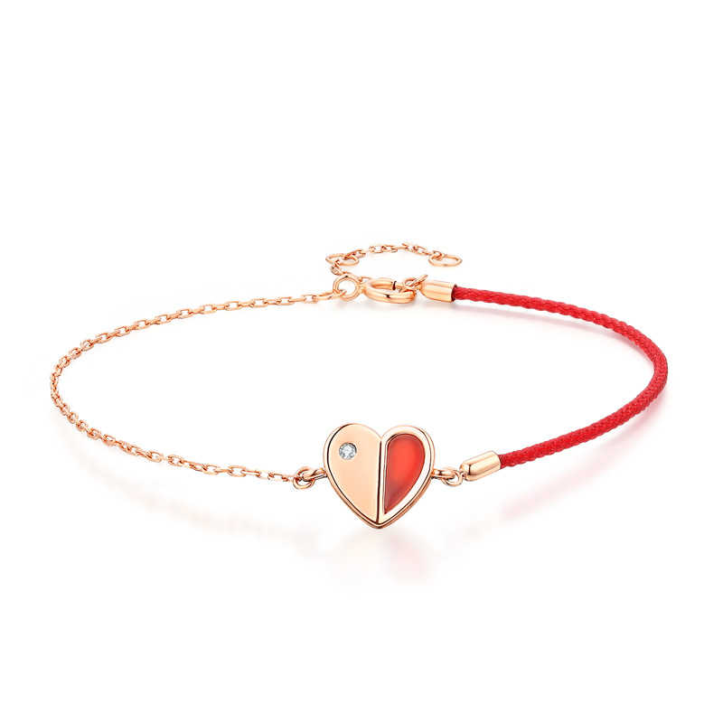 【佐卡伊钻石手链】佐卡伊钻石手链 玫瑰18k金钻石手链心形造型手链送