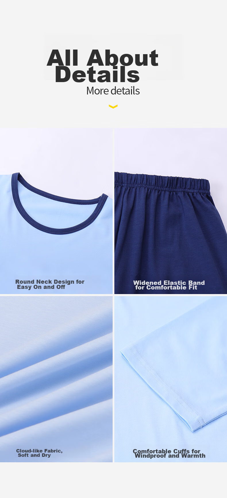 MiiOW Children's Thin Pajamas, Boys' Short-Sleeve Set, Summer Modal Sleepwear for Older Kids, Sky Blue, Size 160 7