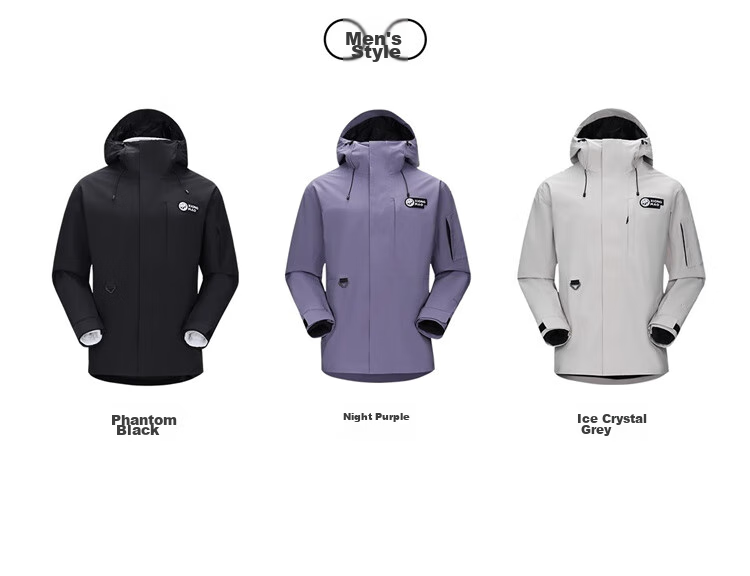 CAMEL [Xiongmao Series] Outdoor Jacket Three-In Mountaineering Suit 31156 Ice Crystal Gray, Men's XL 25