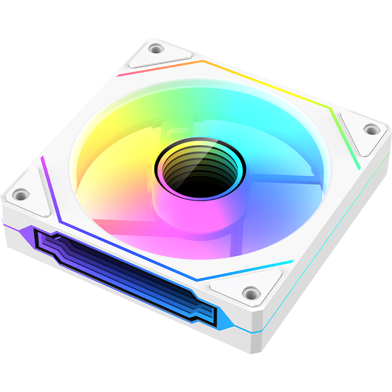 AOC T121RW/93 Anti-Leaf White 12CM Desktop Case Cooling Fan ARGB Synchronized Light/5V 3-Pin Daisy Chain/PWM Temperature Control/Dual Side Layered Mirror/Hydraulic Silent