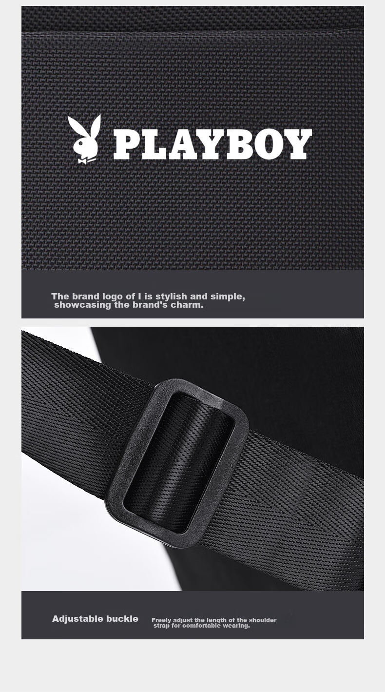 PLAYBOY Shoulder Bag for Men, Crossbody Bag, Casual Small Backpack, Men's Handbag, Large Capacity Portable Bag for Outdoor Activities And Phone Storage, with Printed Patter 11