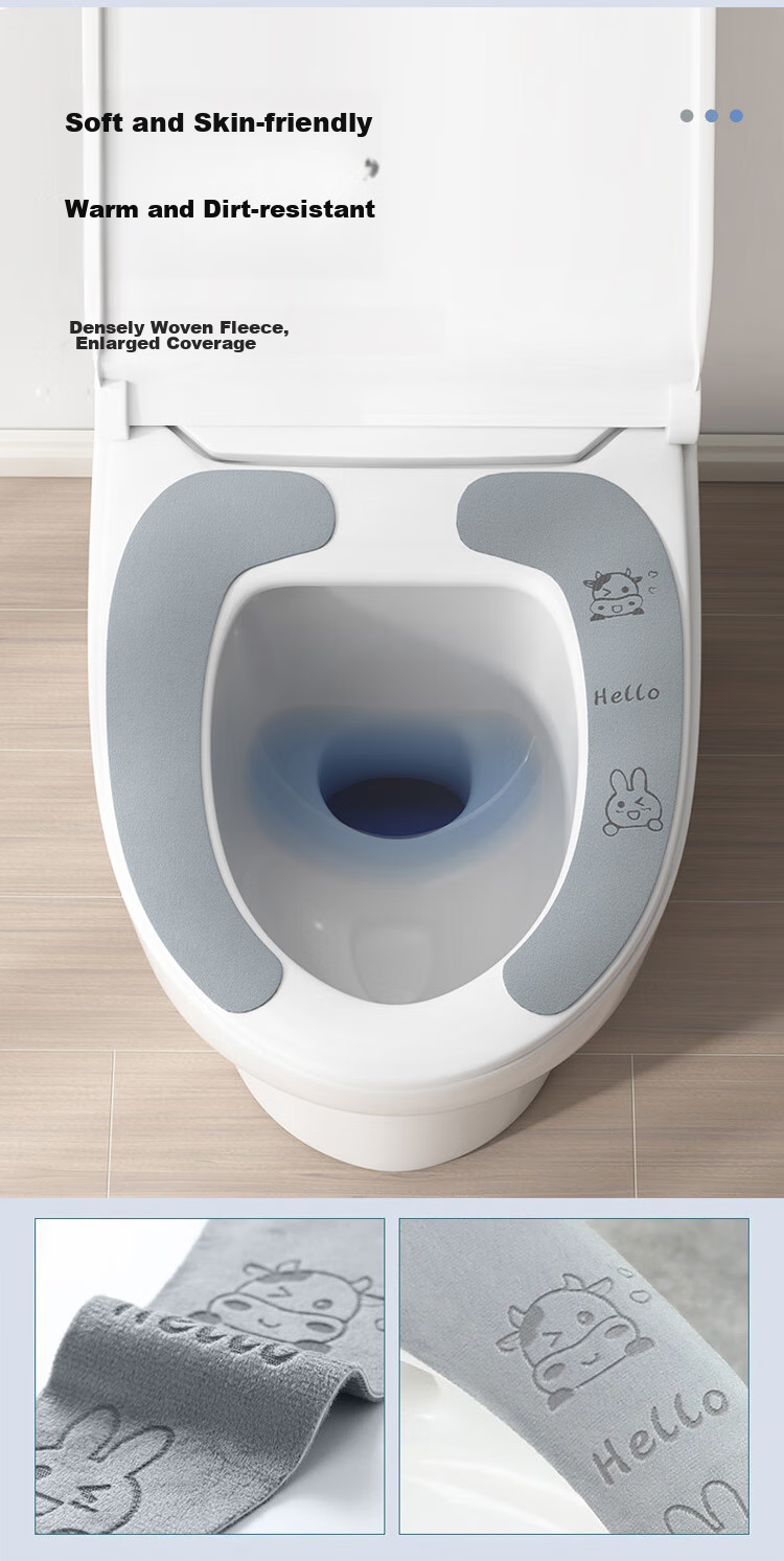 Baoshi Toilet Seat Covers, Static Cling Non-Disposable Toilet Seat Pads, Warm And Universal, 2 Pairs Per Pack 3