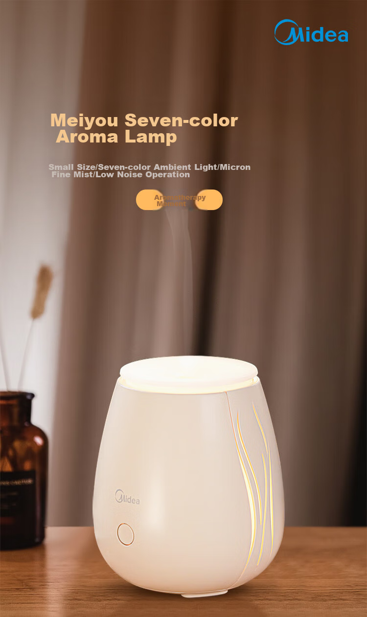 Midea Mini Night Light with Aromatherapy Diffuser, Home Humidifier, Holiday Birthday Gift, Colorful Bedside Mood Lamp 2