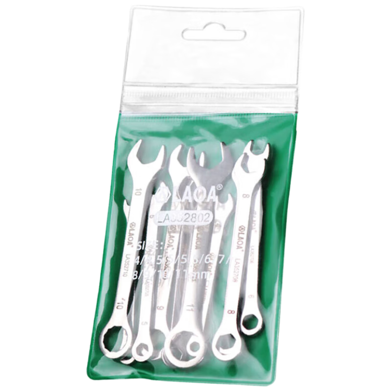 LAOA Ultra-Thin Mini Dual-Purpose Wrench Set, Stainless Steel Plum Blossom Wrench 4-11mm LA352802