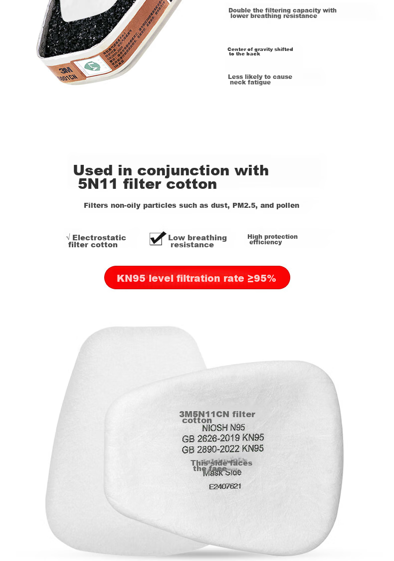 3M 6006CN Filter Cartridge, Gas Mask Accessory for Organic Gases, Chemical And Paint Spraying, 2 Pieces/pack 5