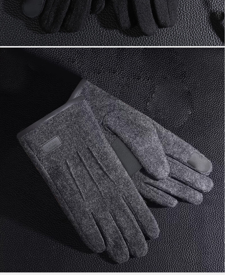 TUCANO Men's Gloves, Autumn And Winter Fleece-Lined, Warm Wool Outdoor Windproof, Touchscreen Compatible, Cycling Electric Bike Thickened Cold-Resistant Gloves 5