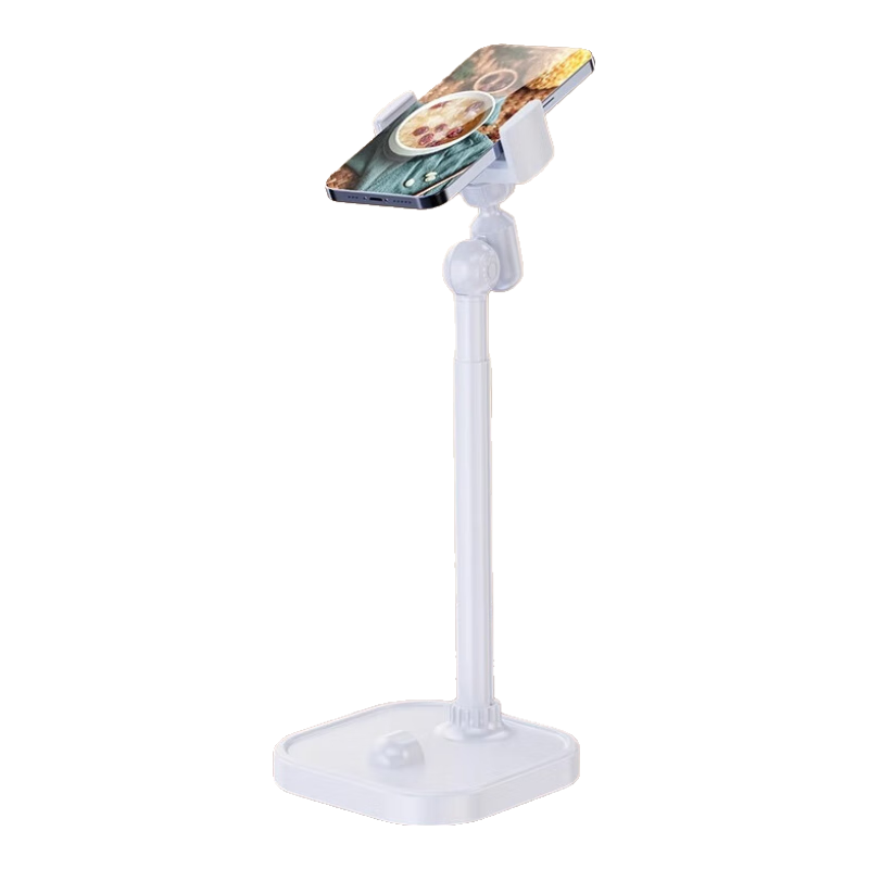 LINGCHEN Phone Stand, Desktop Selfie Live Streaming, Height Adjustable Overhead Shooting, Universal for IPad Tablet, Lazy Binge-Watching Video Recording Tool, Rotatable Multifunctional Phone Model, Moonlight White