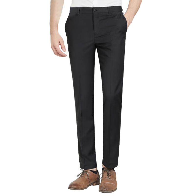 ROMON Business Casual Straight-Leg Dress Pants for Men, Wrinkle-Resistant Non-Stretch Formal Trousers XK826 Black 31
