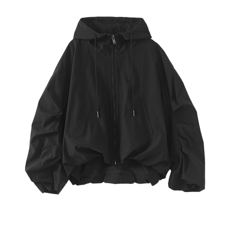 Dme [Dare to Act] Spring And Autumn High-Tech Triple-Protection Hooded Elegant Pleated Petite Short Women's Coat