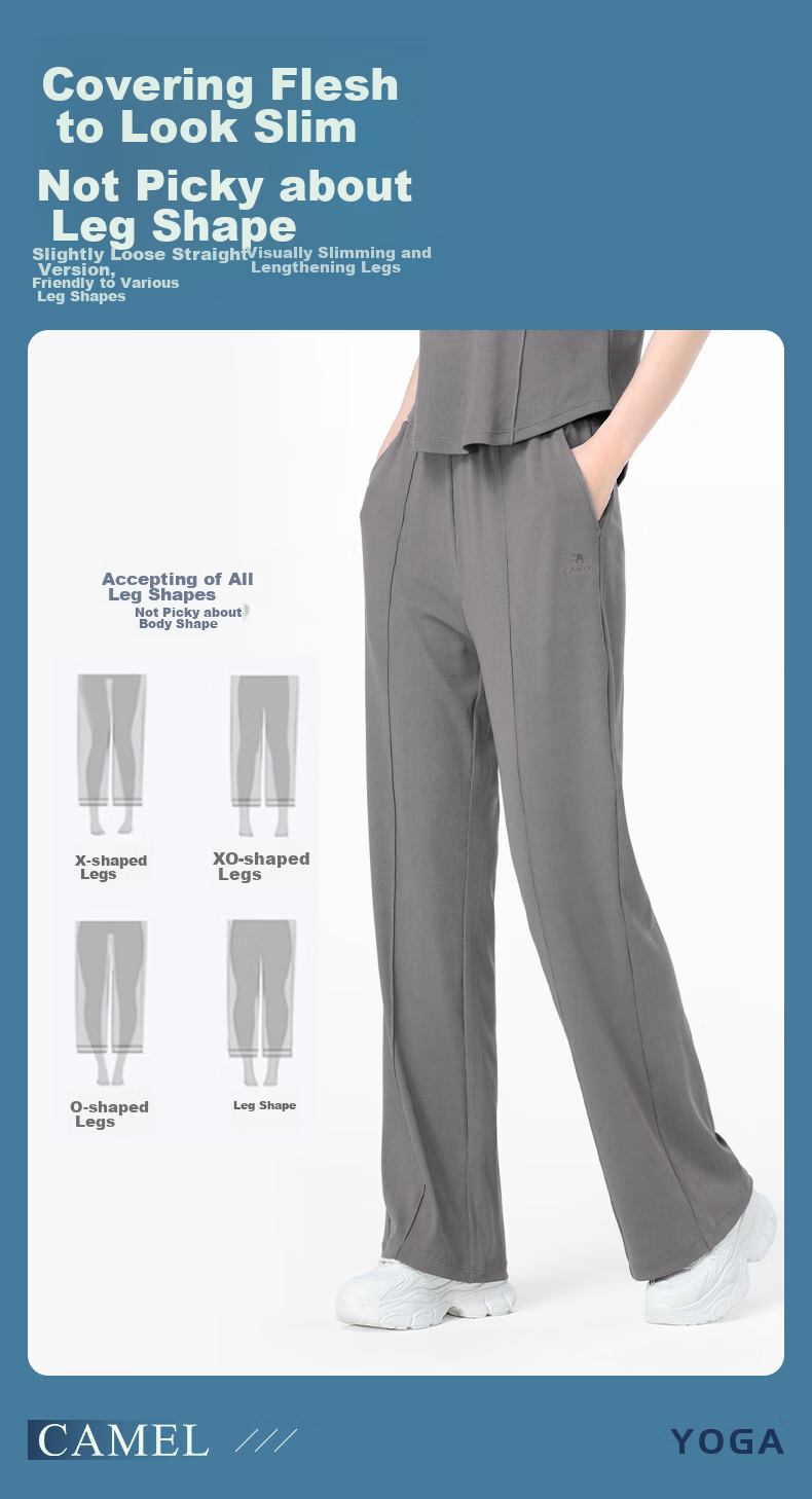 CAMEL Casual Sports Set, New Women's Clothing, Short-Sleeve Jacket, Wide-Leg Straight Pants, Two-Piece Set, Knitted Casual Sportswear 9