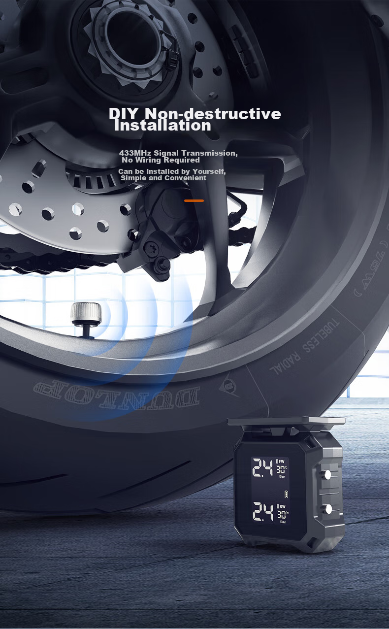 Victon Victon Motorcycle Tire Pressure Monitoring System, Electric Vehicle Solar-Powered Voice Alarm Tire Monitor 7