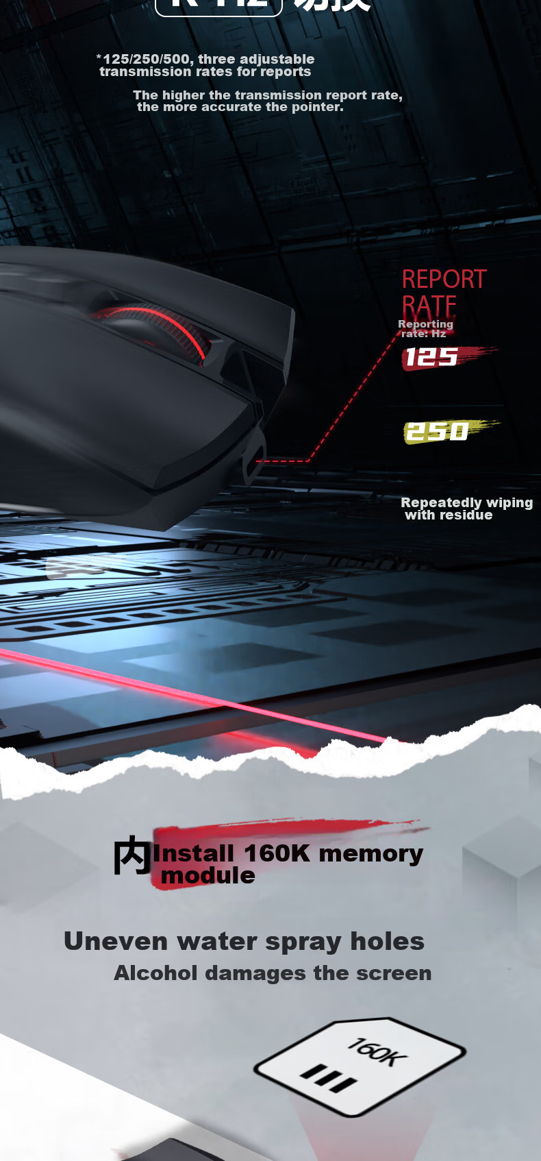 A4TECH R90plus Large Right Wireless Mouse Gaming Mouse E-Sports Mouse Rechargeable Wireless Mouse Blood Hand Phantom Black Wireless 6