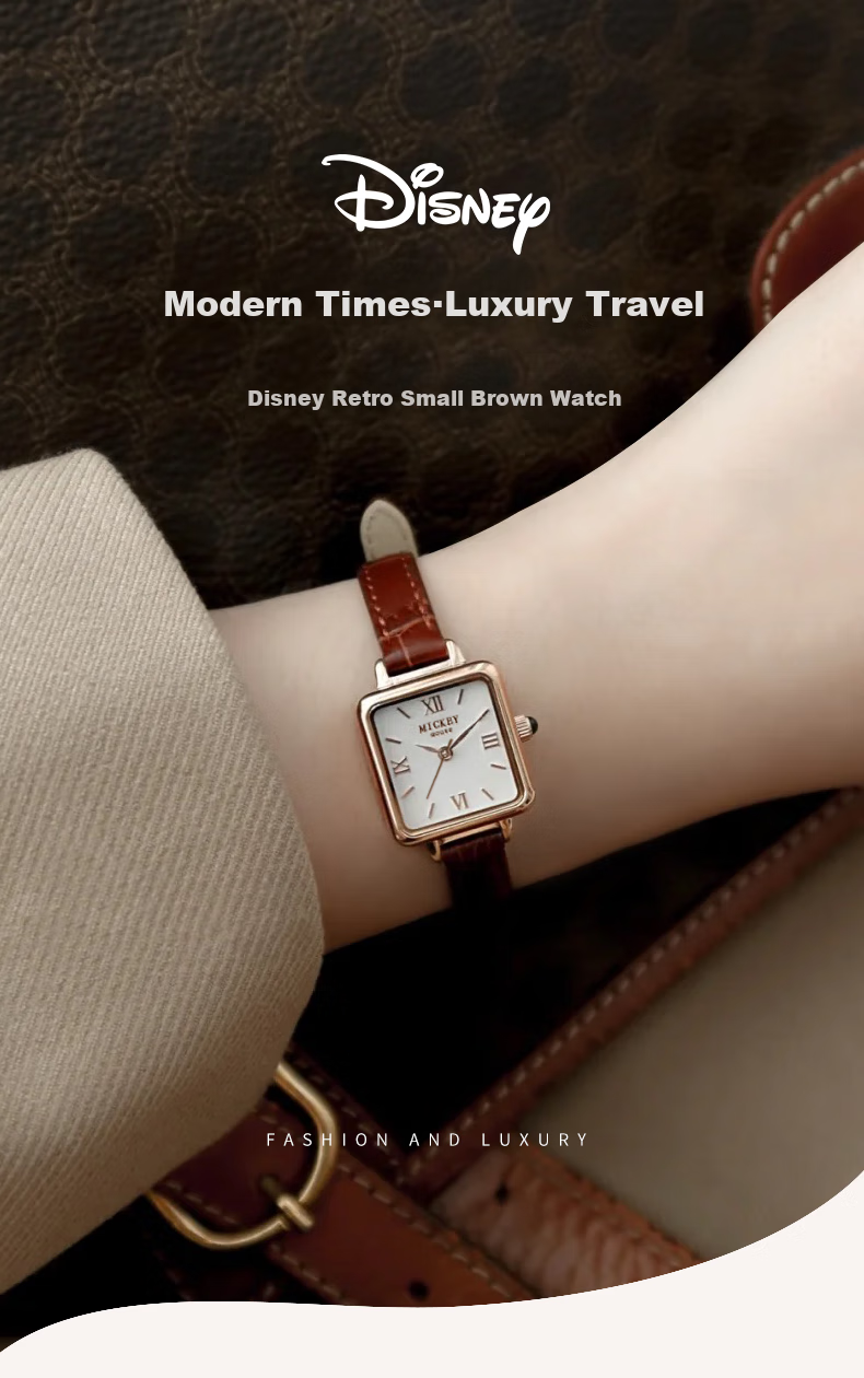 Disney Women's Luxury Niche Elegant Small Pin Square Green Watch Birthday Valentine's Gift 2