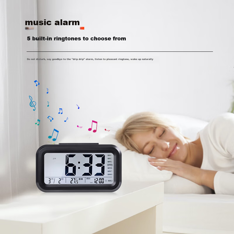 Compas Alarm Clock for Students, Wake-Up Aid, Desktop Electronic Clock, Children's Student Alarm Clock, 2139 Black Battery-Powered Model Other