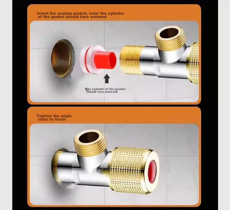 Muvi Faucet Angle Valve, No-Drill Brass Silicone Gasket, 1/2 Inch Anti-Leak Quick Seal Washer, Accessories 12
