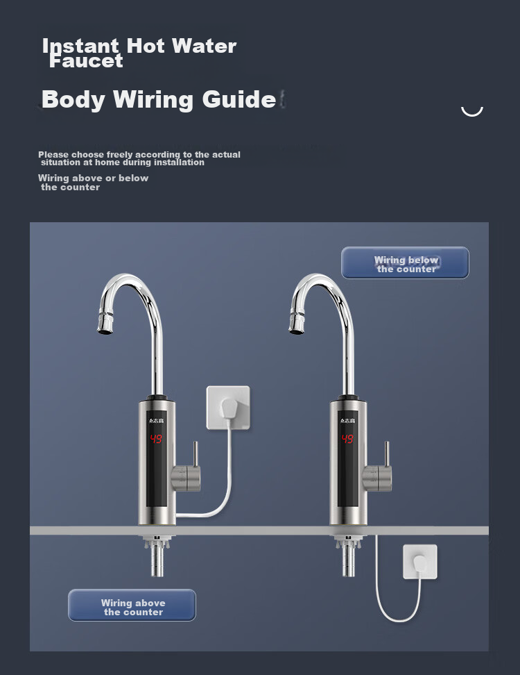 CHIGO Stainless Steel Constant Temperature Electric Water Faucet, Variable Frequency Constant Temperature Rapid Heating Household Cold And Hot Dual-Use Electric Water Heater, Bottom Inlet Instant Heating Type ZG-KBS31B with Free Leak Protectio 12