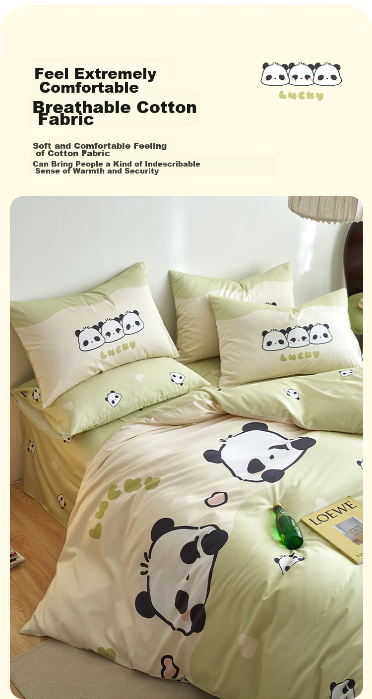 Dohia Cotton Bedding Set for Home, Three-Piece Student Dormitory Single Bed Pure Cotton Bed Sheet And Duvet Cover Set for 1.2m Bed 152*218cm 7