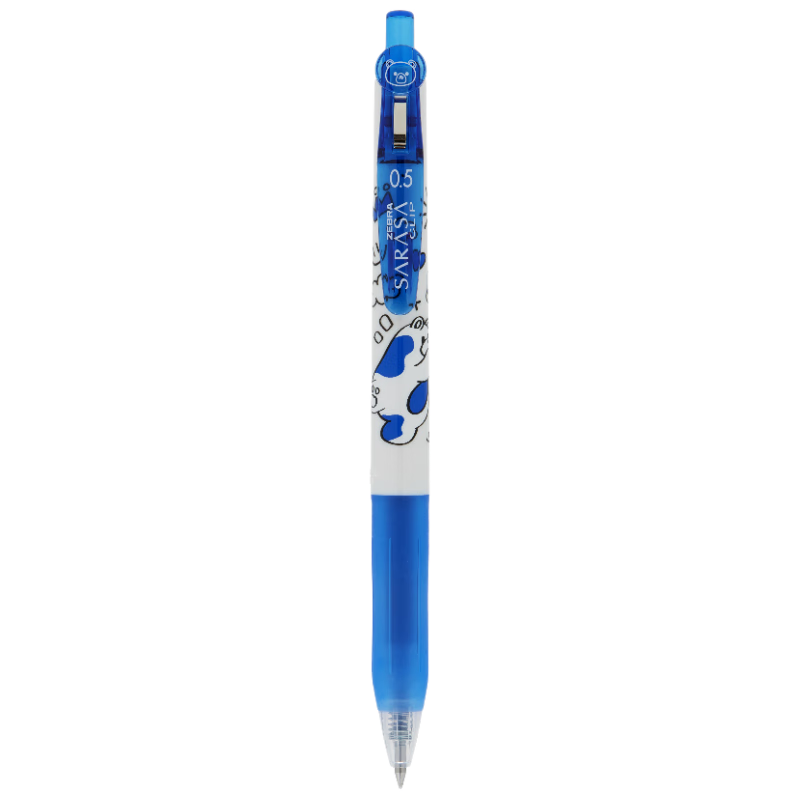 ZEBRA JJ15 Retractable Gel Pen, 0.5mm, Happy Bear Limited Edition, Bullet Tip Signing Pen, Student Annotation Pen, Blue Single Pack