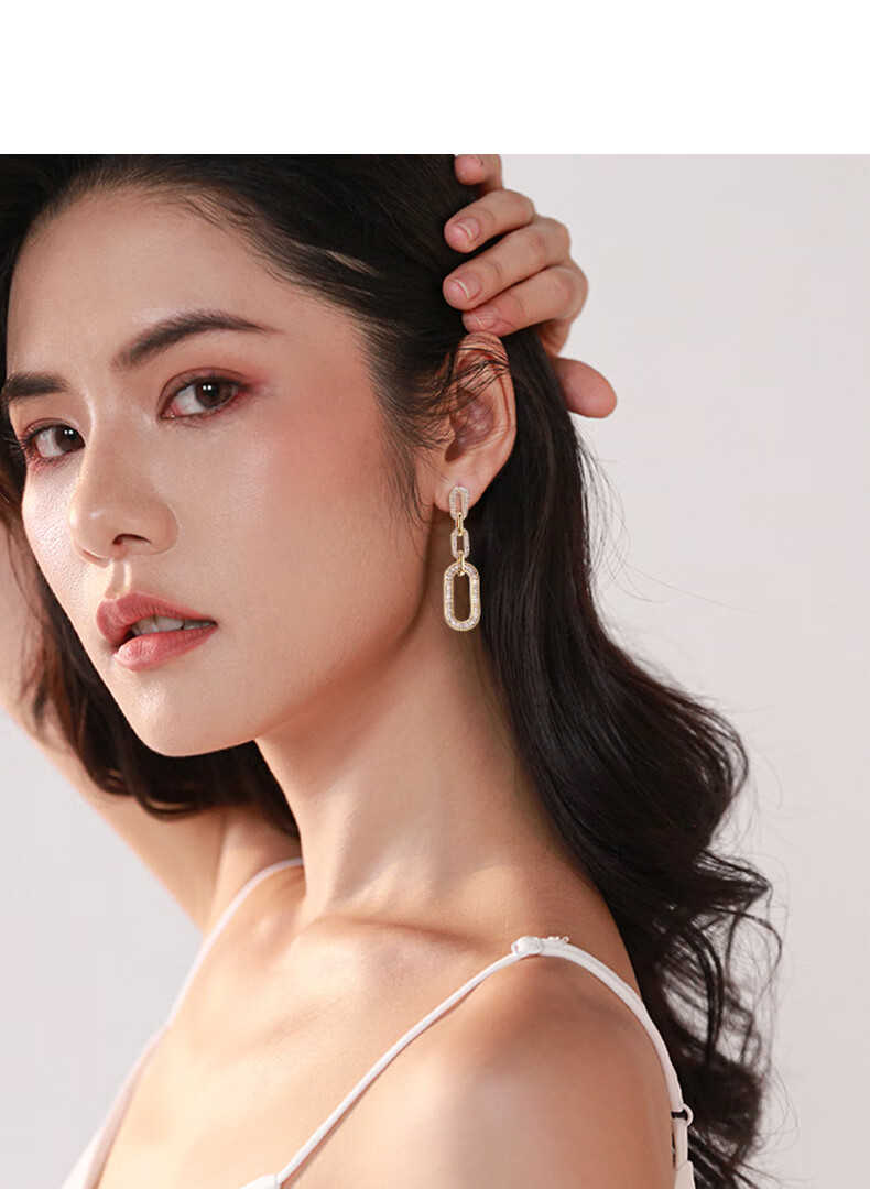 Elegant Geometric Silver Stud Earrings for Women, Fashionable Long Silver Needle Earrings, Niche Design Ear Jewelry, Birthday And New Year Gift 3