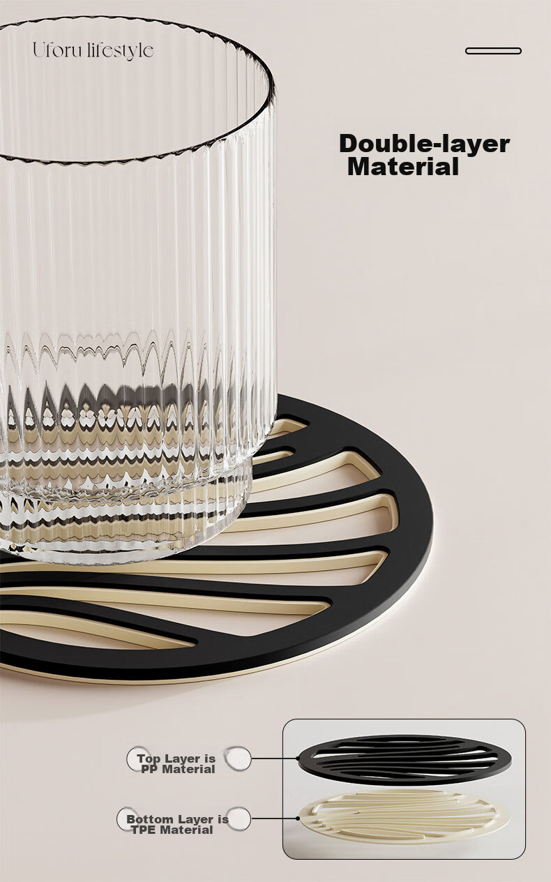Jingxun Thick Heat-Resistant Mat Double-Layer Anti-Scalding Pad Kitchen Dining Table Bowl Plate Non-Slip Coaster Tea Cup Holder Black And White Spliced 3-Pack Set 3