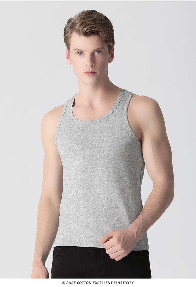 Hengyuanxiang 100% Cotton Sleeveless Men's Sports Sweat-Absorbing Breathable Fitness Base Layer Tank Top Plus Size 6