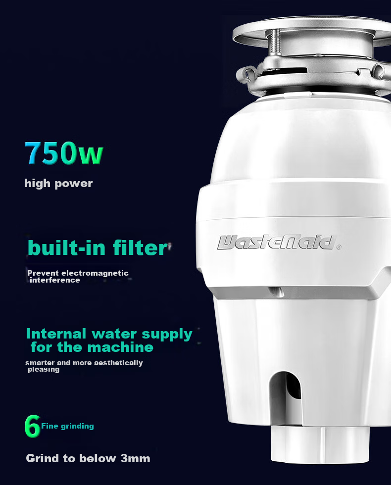 Wastemaid American Kitchen Waste Disposal, 750W Water And Electricity Dual Control, 1400ml Silver Ion Intelligent 5-Level Grinding, W750 9