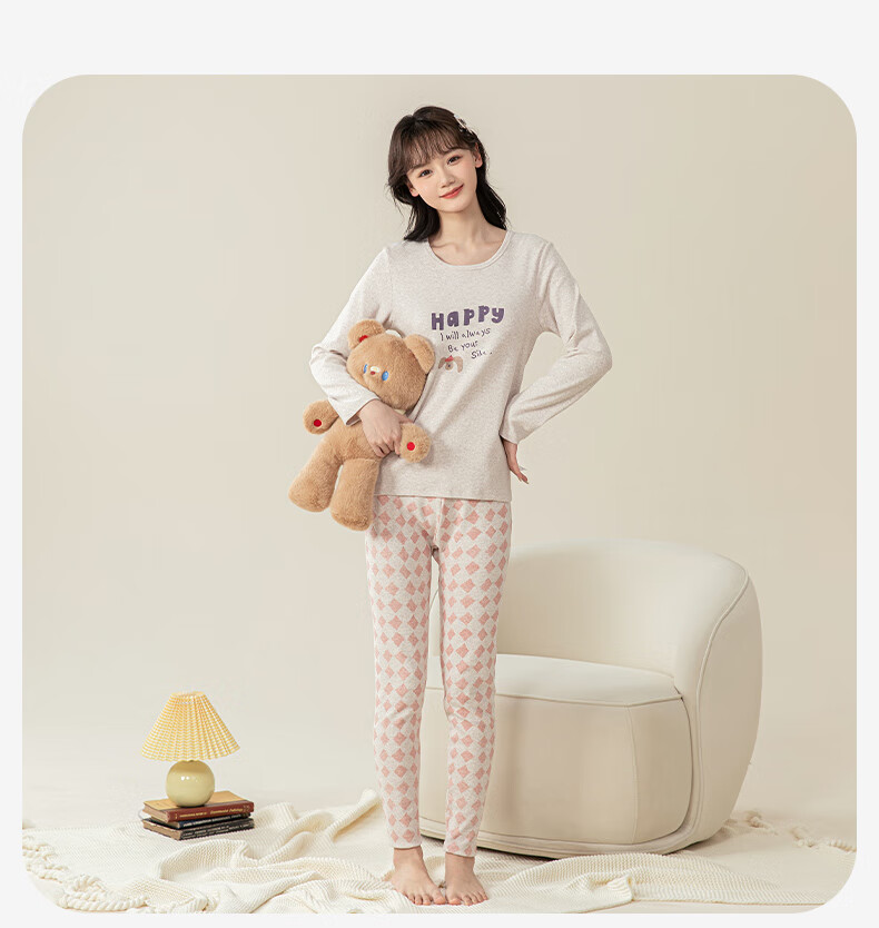 YING BO LUN Girls' Underwear Set, Warm Girls' Autumn Clothes And Pants, Female Student Pajamas, 80834 Color Spinning Pink, Size 165 26