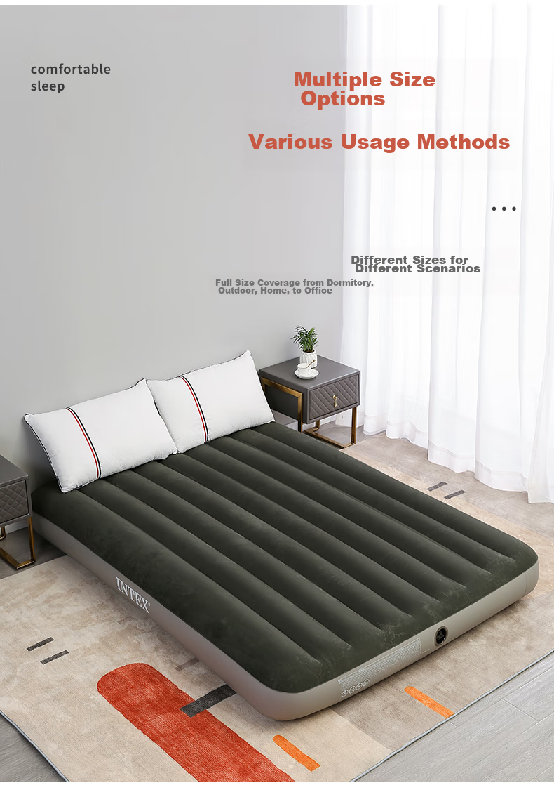 INTEX Single Inflatable Mattress, Camping Outdoor Moisture-Proof Mat, Home Care Companion Nap Sleeping Pad, Foldable Air Bed 64106 7