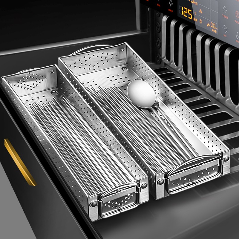 Canjiangjun 304 Stainless Steel Chopsticks Box, Disinfection Cabinet, Chopsticks And Spoons Storage Box, Draining Rack, Fork And Chopsticks Storage Basket [Small Size]